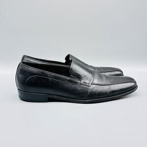 Hugo Boss Shoes Mens 9 Black Leather Loafers Slip On Dress Formal Italy